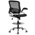 Adjustable Height Flip-Up Mesh Drafting Chair with Lumbar Support - Gallery View 10 of 12