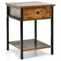 Industrial Nightstand with Drawer and Shelf for Living Room and Bedroom - Gallery View 3 of 11