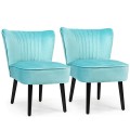 Set of 2 Upholstered Modern Leisure Club Chairs with Solid Wood Legs - Gallery View 31 of 36