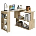  Study L-Shaped Rotating Corner Computer/Laptop Table with Bookshelves - Gallery View 3 of 12