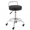Swivel Height Adjustable Rolling Stool with Footrest and Cushioned Seat - Gallery View 3 of 12