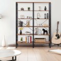 80.7 Inch Double Wide 6-Shelf Bookcase Industrial Metal Storage Shelf