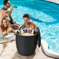 9.5 Gallon 4-in-1 Patio Rattan Cool Bar Cocktail Table Side Table