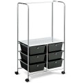 6 Drawer Rolling Storage Drawer Cart with Hanging Bar for Office School Home - Gallery View 37 of 48