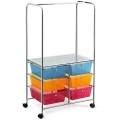 6 Drawer Rolling Storage Drawer Cart with Hanging Bar for Office School Home - Gallery View 13 of 48