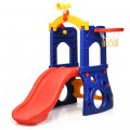 6-in-1 Freestanding Kids Slide with Basketball Hoop and Ring Toss - Gallery View 8 of 12