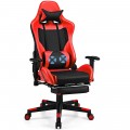 PU Leather Gaming Chair with USB Massage Lumbar Pillow and Footrest - Gallery View 37 of 44