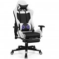 PU Leather Gaming Chair with USB Massage Lumbar Pillow and Footrest - Gallery View 27 of 44