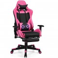 PU Leather Gaming Chair with USB Massage Lumbar Pillow and Footrest - Gallery View 15 of 44