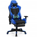 PU Leather Gaming Chair with USB Massage Lumbar Pillow and Footrest - Gallery View 3 of 44