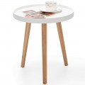 Round Side Sofa Coffee Table with Wooden Tray - Gallery View 8 of 11