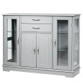Sideboard Buffet Server Storage Cabinet with 2 Drawers and Glass Doors - Gallery View 11 of 12