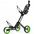 3 Wheel Folding Golf Push Cart with Brake Scoreboard Adjustable Handle - Gallery View 15 of 47