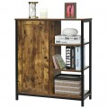 Multipurpose Freestanding Storage Cabinet with 3 Open Shelves and Doors