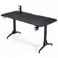 63 inch Height Adjustable Gaming Desk with Mouse Pad and USB Gaming Handle Rack