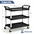 3-Shelf Utility Service Cart Aluminum Frame 490lbs Capacity with Casters - Gallery View 4 of 12