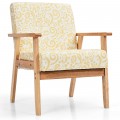 Modern Accent Armchair Fabric Lounge Chair with Rubber Wood Leg - Gallery View 27 of 36