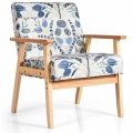 Modern Accent Armchair Fabric Lounge Chair with Rubber Wood Leg - Gallery View 15 of 36