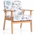 Modern Accent Armchair Fabric Lounge Chair with Rubber Wood Leg - Gallery View 3 of 36