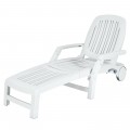 Adjustable Patio Sun Lounger with Weather Resistant Wheels - Gallery View 3 of 57