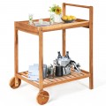 2-Tier Rolling Kitchen Island Serving Cart with Legs and Handle - Gallery View 8 of 11