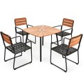 5 Pieces Outdoor Patio Dining Table Set Aluminium Frame - Gallery View 5 of 12