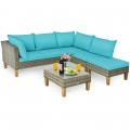 4PCS Patio Rattan Furniture Set Cushioned Loveseat - Gallery View 5 of 24
