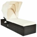 Outdoor Chaise Lounge Chair with Folding Canopy - Gallery View 3 of 24