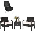 3 Pieces PE Rattan Wicker Sofa Set with Washable and Removable Cushion for Patio - Gallery View 8 of 36