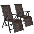 2 Pieces Patio Rattan Folding Lounge Chair - Gallery View 7 of 12