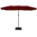 15 Feet Extra Large Patio Double Sided Umbrella with Crank and Base - Gallery View 39 of 48
