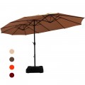15 Feet Extra Large Patio Double Sided Umbrella with Crank and Base - Gallery View 14 of 48