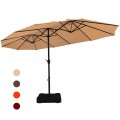 15 Feet Extra Large Patio Double Sided Umbrella with Crank and Base - Gallery View 2 of 48