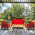 4 Pieces Acacia Outdoor Patio Wood Sofa Set with Cushions - Gallery View 11 of 43