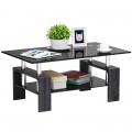 Rectangular Tempered Glass Coffee Table with Shelf - Gallery View 24 of 27