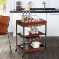 3 Tiers Kitchen Island Serving Bar Cart with Glasses Holder and Wine Bottle Rack - Gallery View 6 of 11