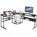 L-Shaped Computer Desk with Tiltable Tabletop - Gallery View 10 of 48