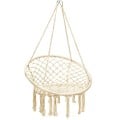 Hanging Macrame Hammock Chair with Handwoven Cotton Backrest