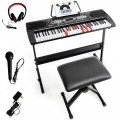 61 Key Electronic Piano with Lighted Keys Stand Bench Headphone - Gallery View 3 of 12