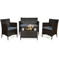 4 Pieces Comfortable Outdoor Rattan Sofa Set with Table - Gallery View 46 of 80