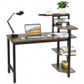 Computer Desk Writing Study Table with Storage Shelves Home Office Rustic Brown