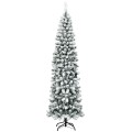 7.5 Feet Unlit Hinged Snow Flocked Artificial Pencil Christmas Tree with 641 Tips - Gallery View 3 of 9