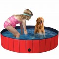 63" Foldable Leakproof Dog Pet Pool Bathing Tub Kiddie Pool for Dogs Cats and Kids