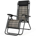 Folding Rattan Zero Gravity Lounge Chair with Removable Head Pillow - Gallery View 3 of 33