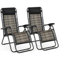 2 Pieces Folding Patio Rattan Zero Gravity Lounge Chair - Gallery View 28 of 36