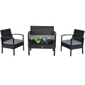 4 Pieces Patio Rattan Cushioned Furniture Set with Loveseat and Table - Gallery View 10 of 25