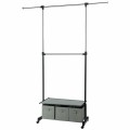 2-Rod Adjustable Garment Rack with Shelf and Storage Boxes - Gallery View 3 of 12