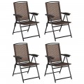 4 Pieces Folding Dining Chairs with Steel Armrests and Sling Back - Gallery View 9 of 11