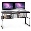 55-Inch Computer Desk Writing Table Workstation Home Office with Bookshelf