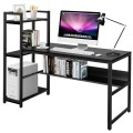 59-Inch Computer Desk Home Office Workstation 4-Tier Storage Shelves